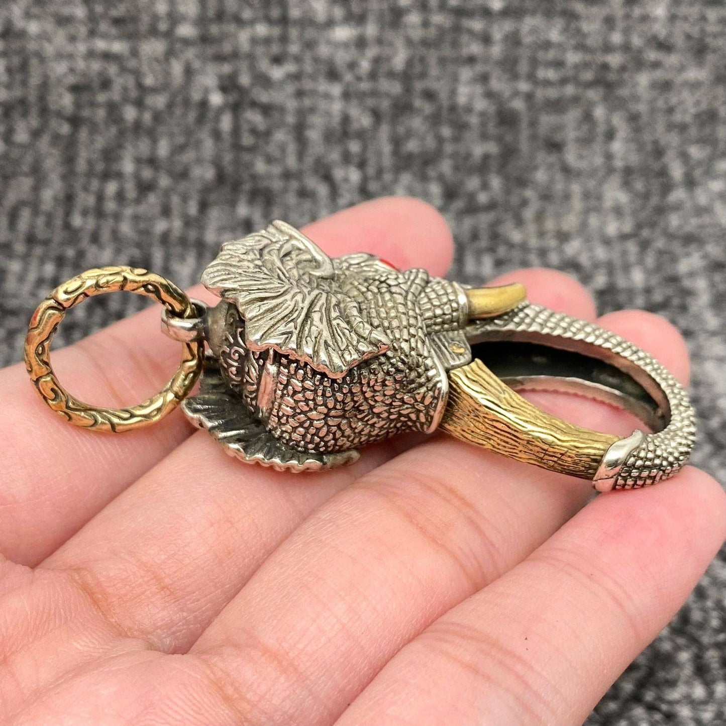 Brass Elephant Keychain Pendant