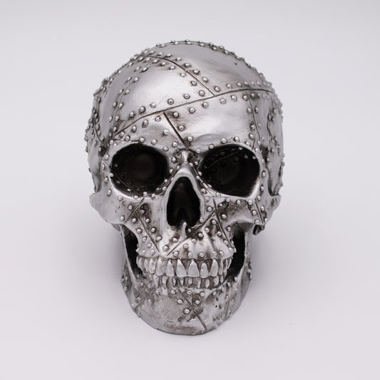 Silver Rivet Skull Sculpture