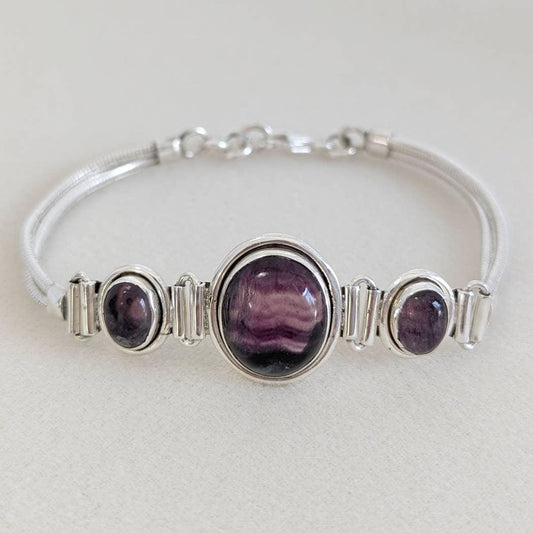 Fluorite Stone Sterling Silver Bracelet - Shadowplay Collection