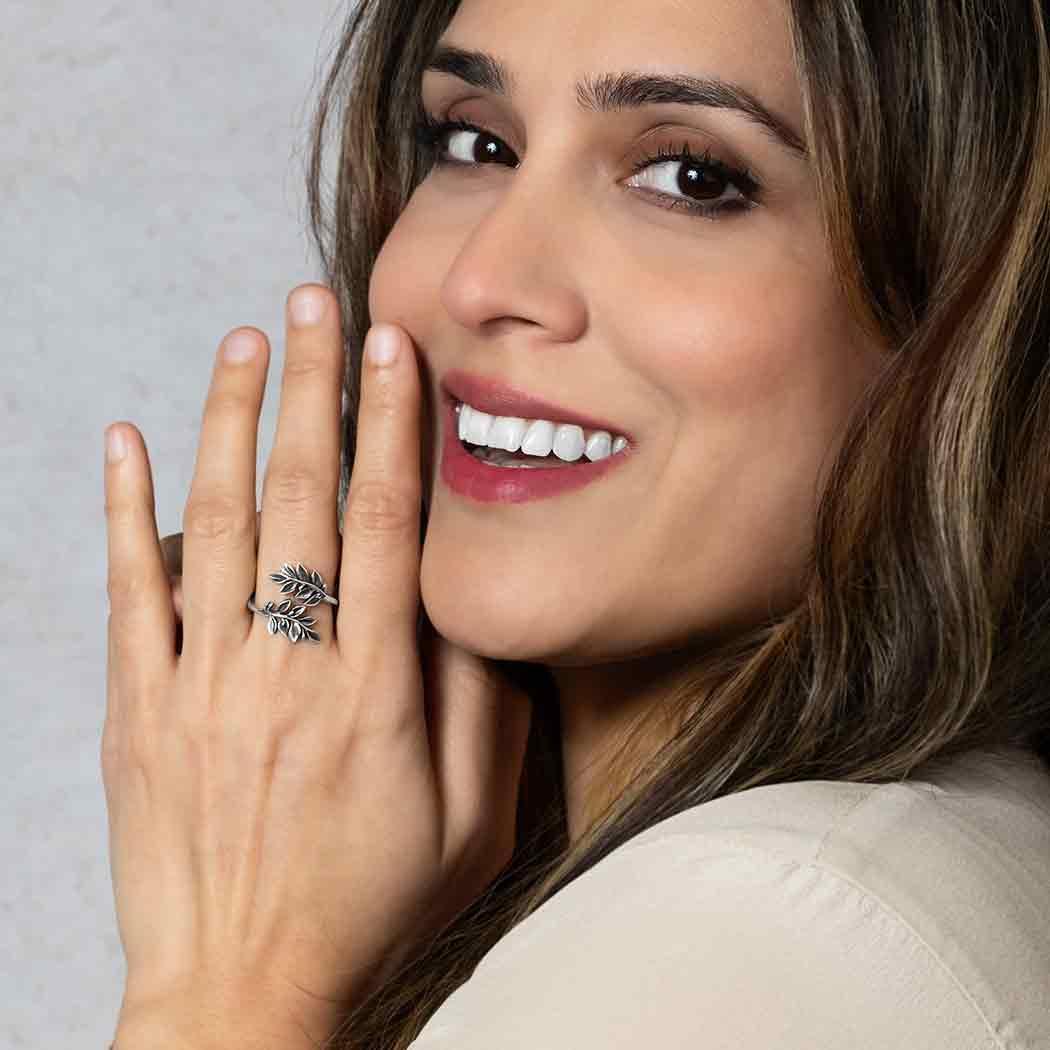 Sterling Silver Adjustable Laurel Wreath Ring - Shadowplay Collection