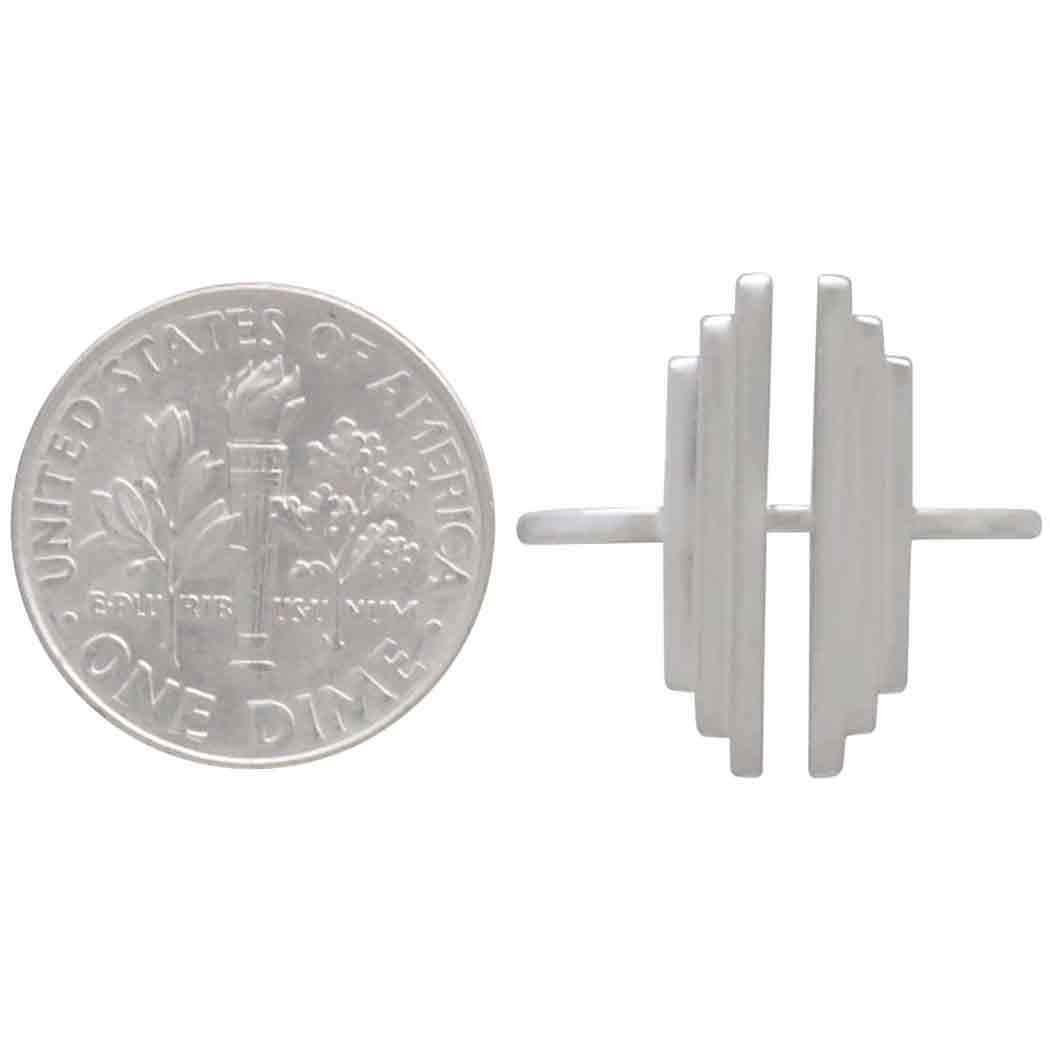 Sterling Silver Stepped Bar Adjustable Ring