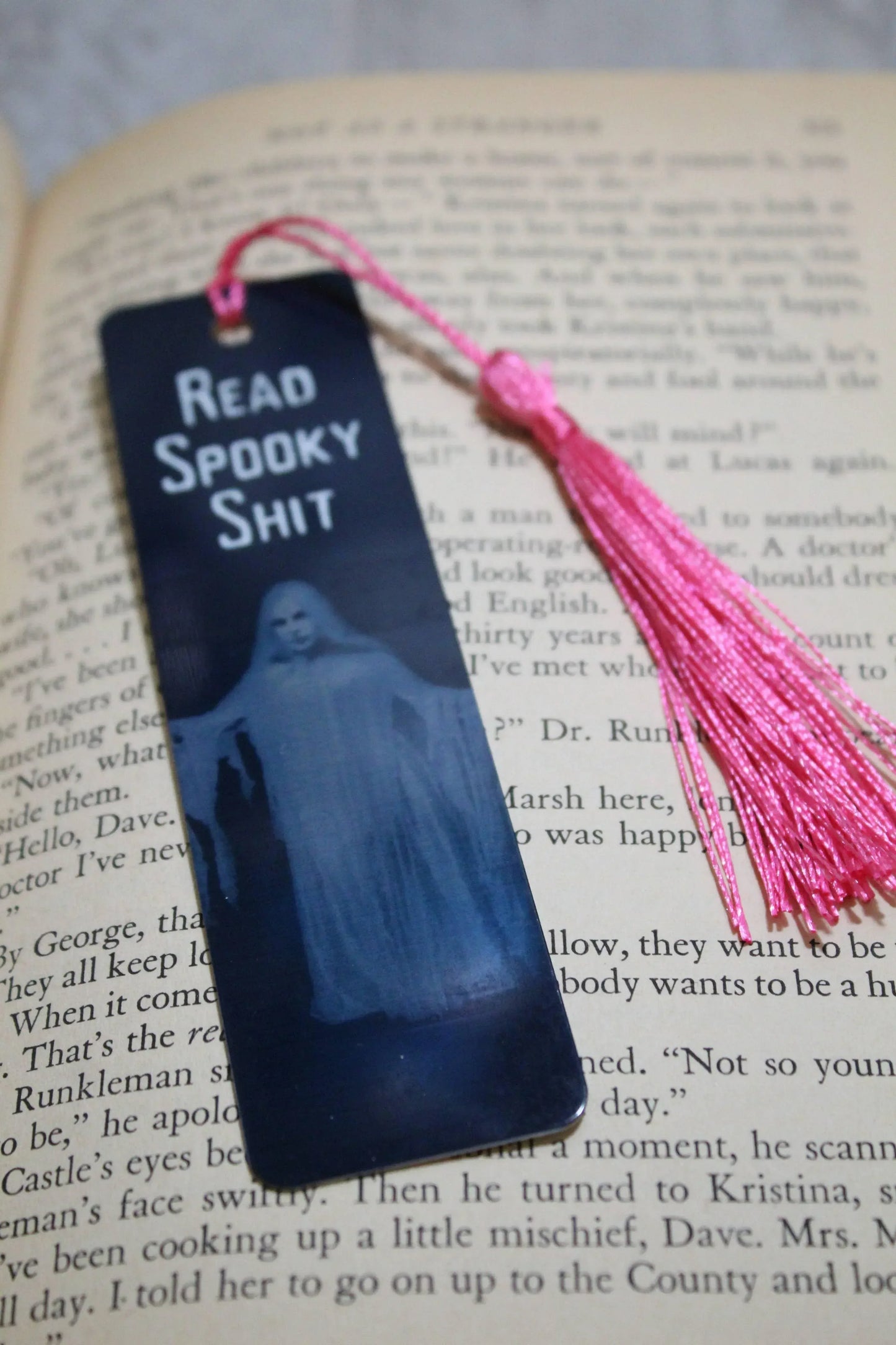 Read Spooky Shit Metal Bookmark - Shadowplay Collection