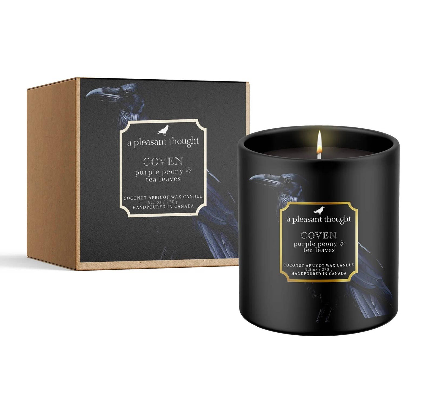 COVEN- Purple Peony & Tea Leaves Raven Candle