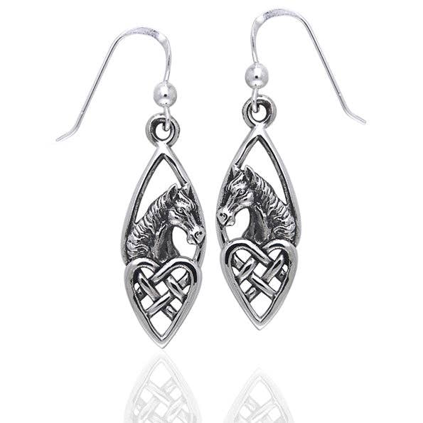 Celtic Knot Heart and Horse Head Sterling Silver Earrings