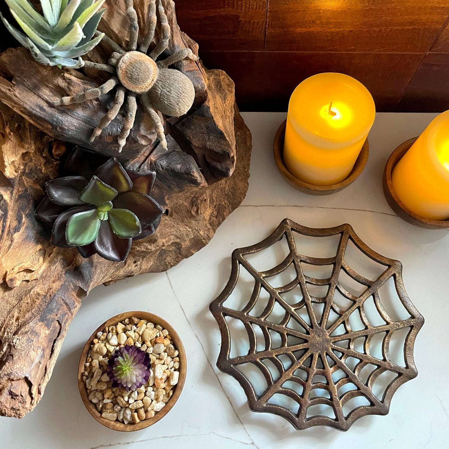 Bronze Finish Spiderweb Cast Iron Kitchen Trivet