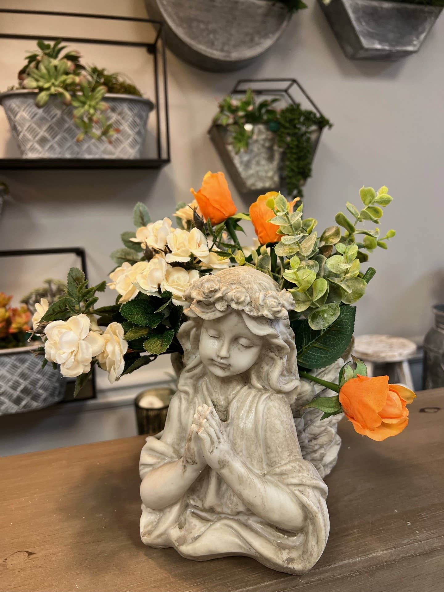 Resin Angel Girl Planter