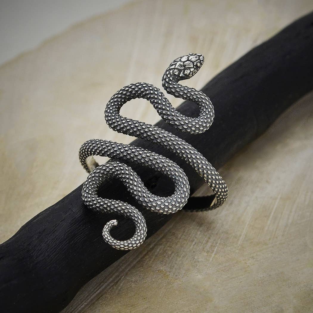 Sterling Silver Textured Adjustable Snake Ring