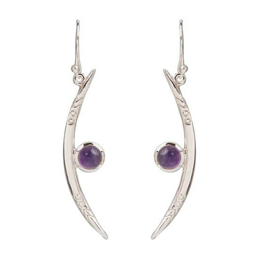 Amethyst Gemstone Sterling Silver Luna Crescent Moon Earrings