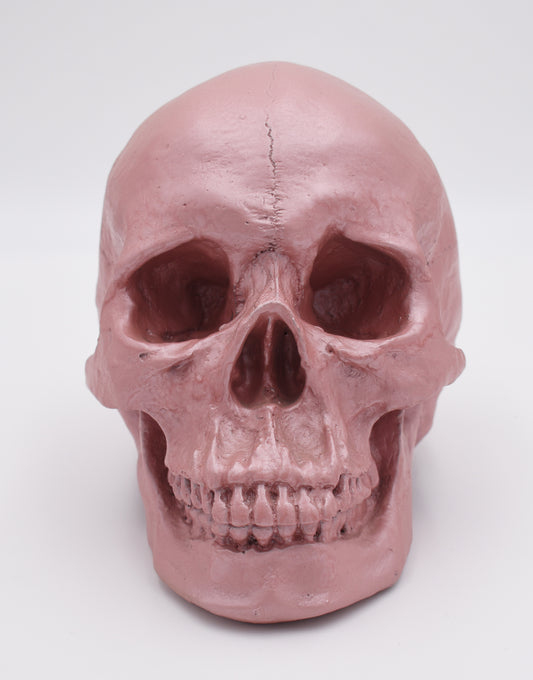 Metallic Pink Skull Sculpture