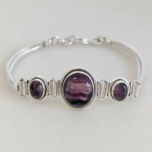 Fluorite Stone Sterling Silver Bracelet