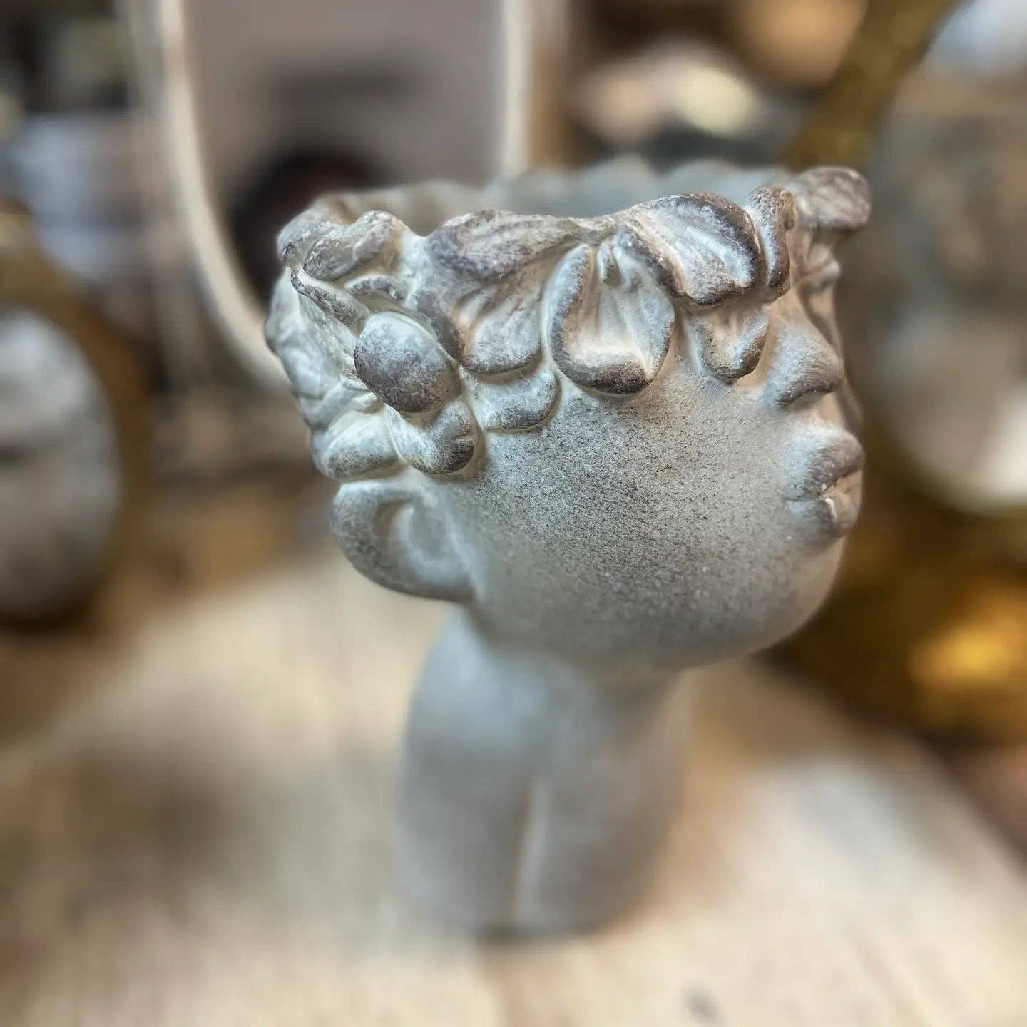 Concrete Pouting Girl Planter