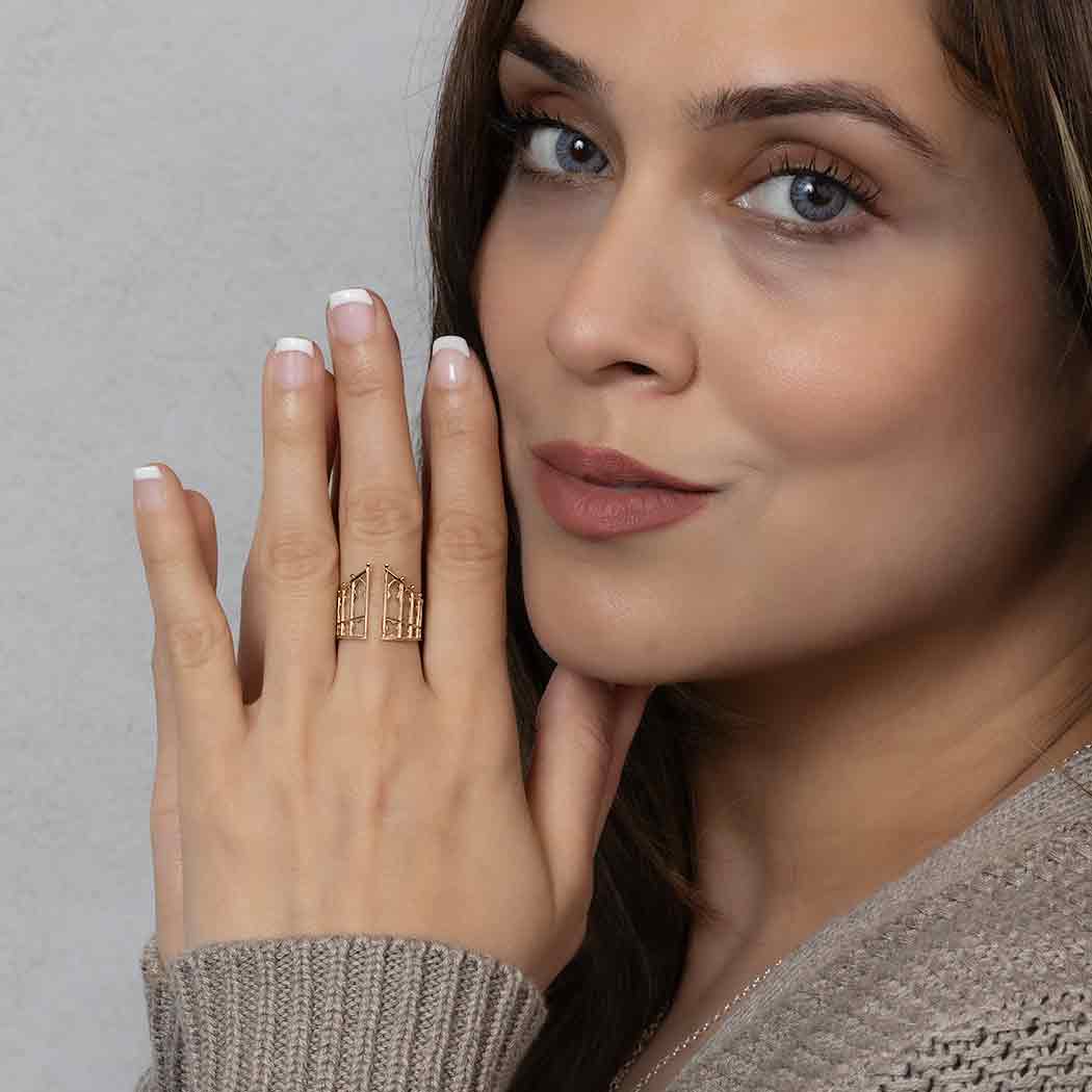 Sterling Silver Adjustable Gothic Gate Ring