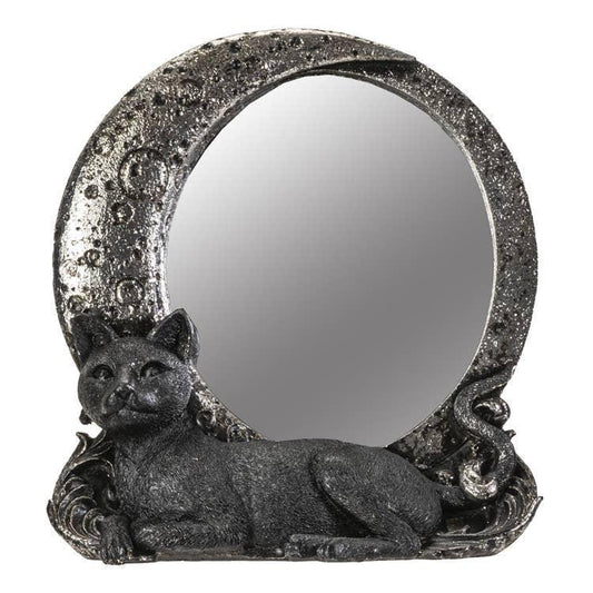 Black Cat on Moon Tabletop Mirror - Shadowplay Collection