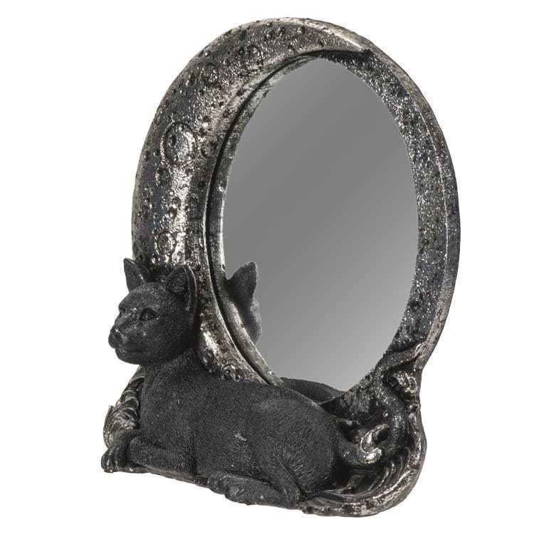 Black Cat on Moon Tabletop Mirror - Shadowplay Collection