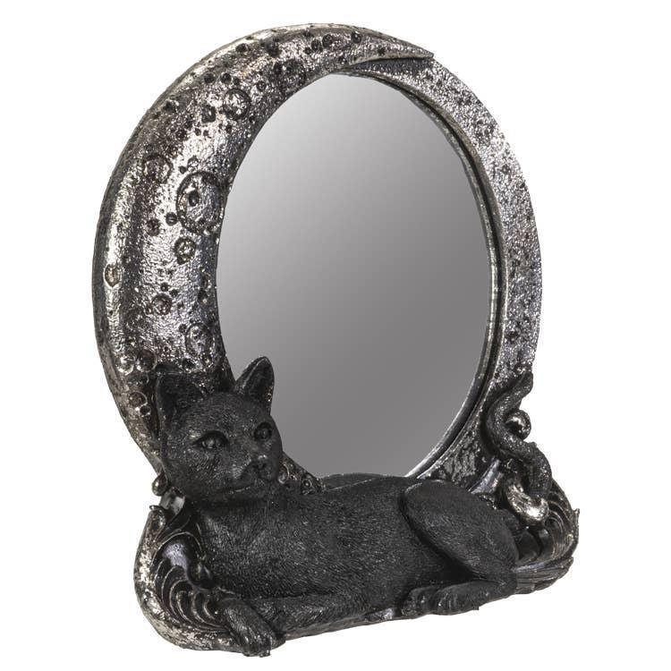 Black Cat on Moon Tabletop Mirror - Shadowplay Collection