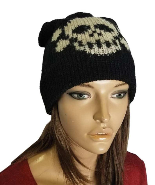 Skull Winter Wool Beanie Hat with Fleece Lining - Shadowplay Collection